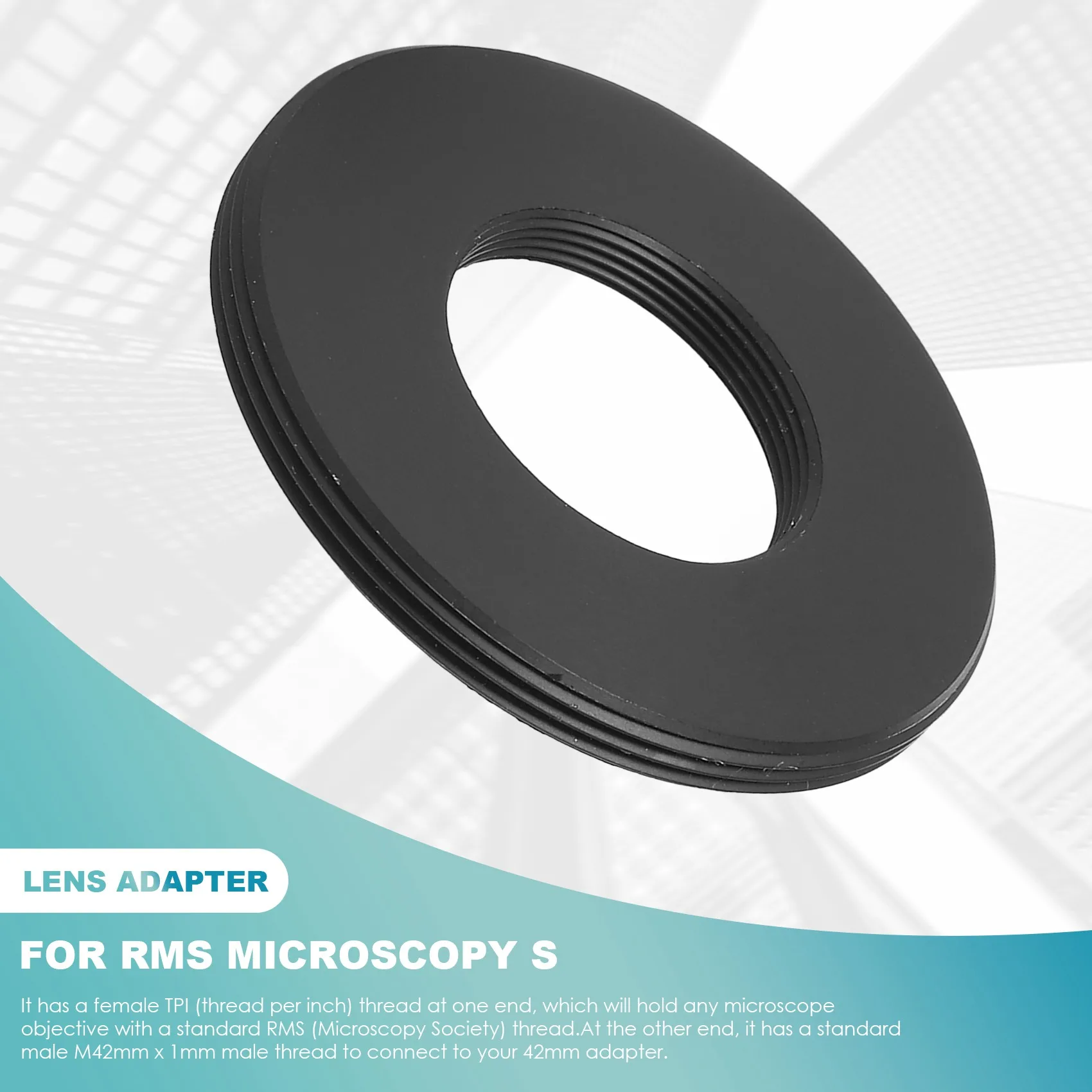 Adaptador de lente RMS (20mm) para microscopía RMS Society, lente a montura M42, rosca interior Rms