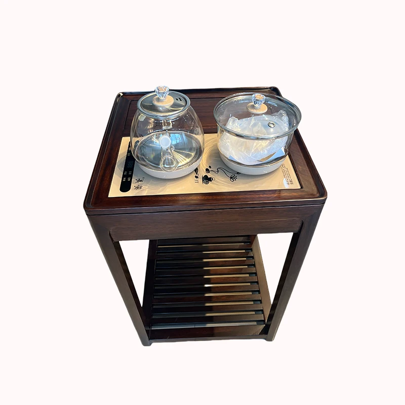 Tea cabinet Solid wood tea table Office rack Kettle integrated New Chinese tea cabinet edge few