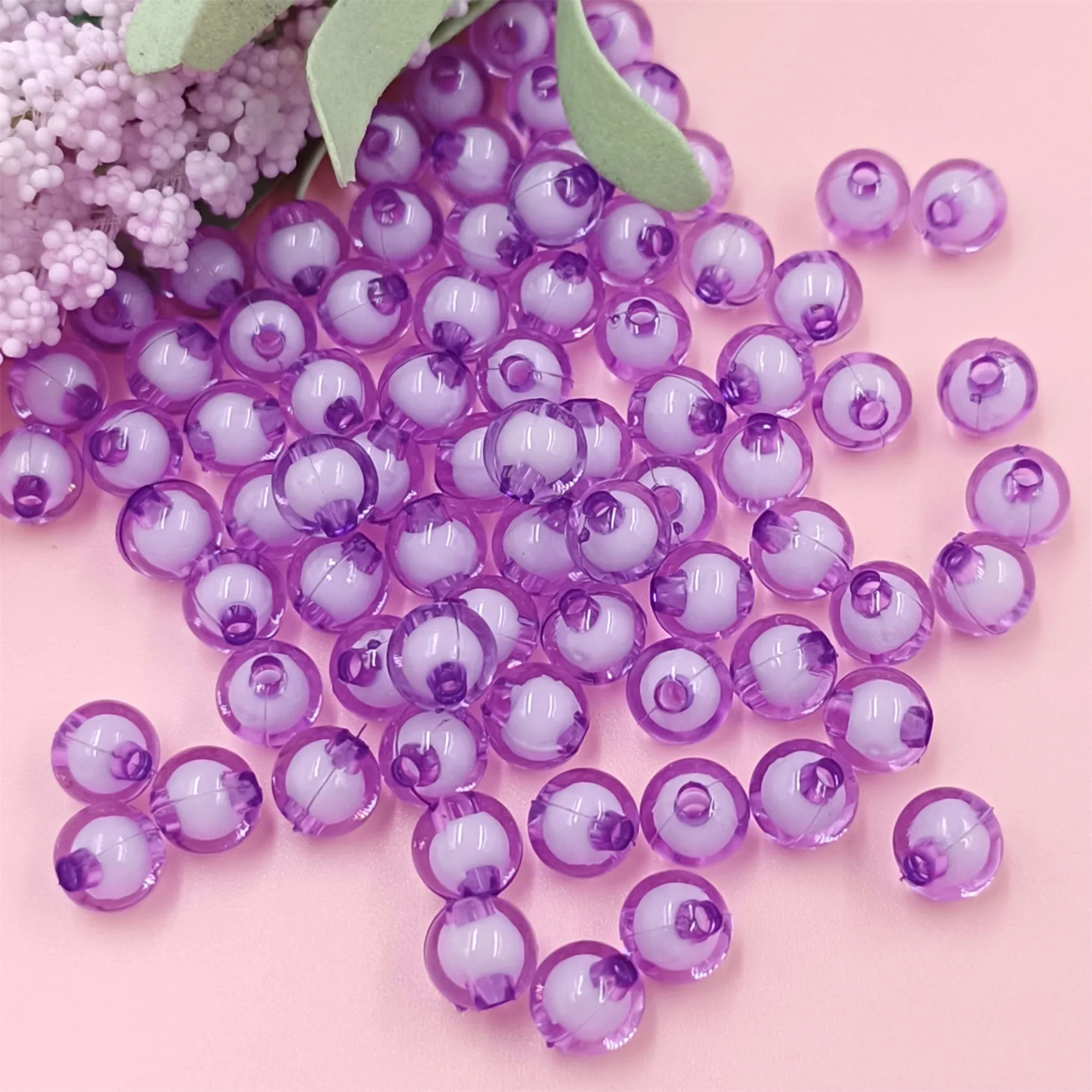 40/20Pcs 8mm/10mm Transparent Acrylic Round Beads Double Layer Color Making Necklace Bracelet DIY Jewelry Material Wholesale