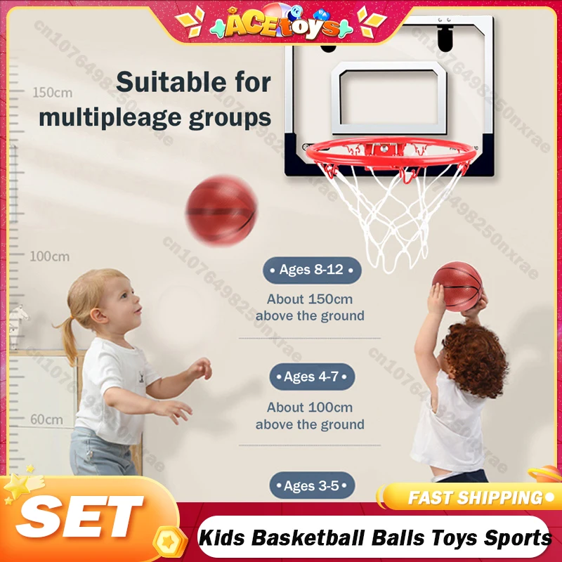 Kids Basketball Balls Toys Sports Toys Scoring for Boys Girls Wall Type Foldable Basketball Hoop Throw Outdoor Indoor Gifts