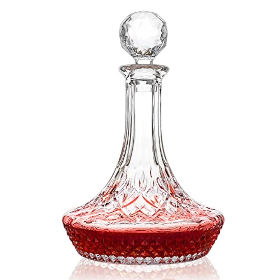 

Wine Decanter Carafe Hand-Blown Red Wine Decanter Aerator 1250ml/42oz Crystal Liquor Wine Pitcher with Stopper for Home Bar Din
