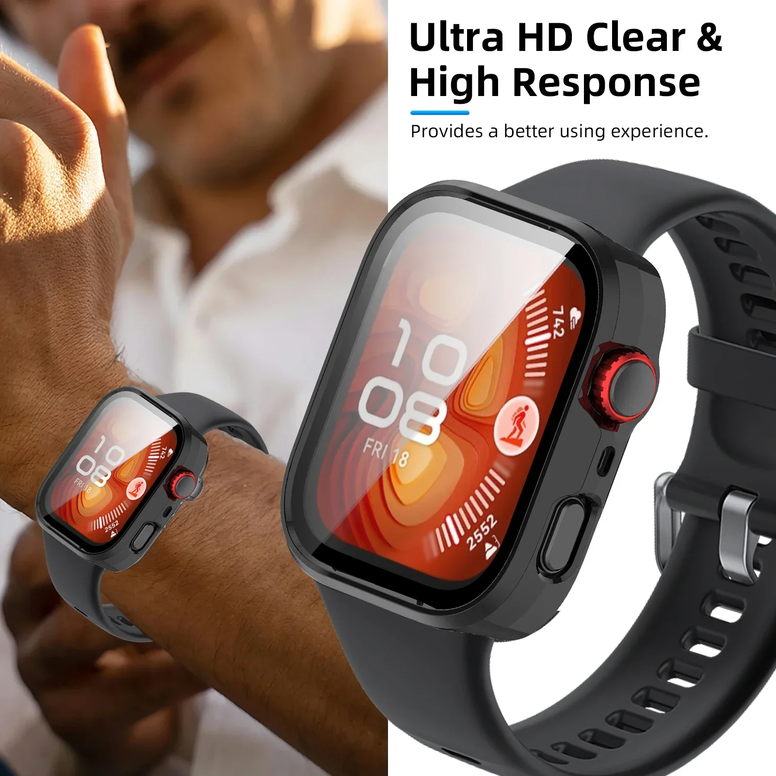 Étui en verre HD pour Huawei Watch Fit 4/Fit 3, protecteur d'écran trempé, pare-chocs rigide en PC pour Huawei Fit 4 Pro, accessoires de couverture