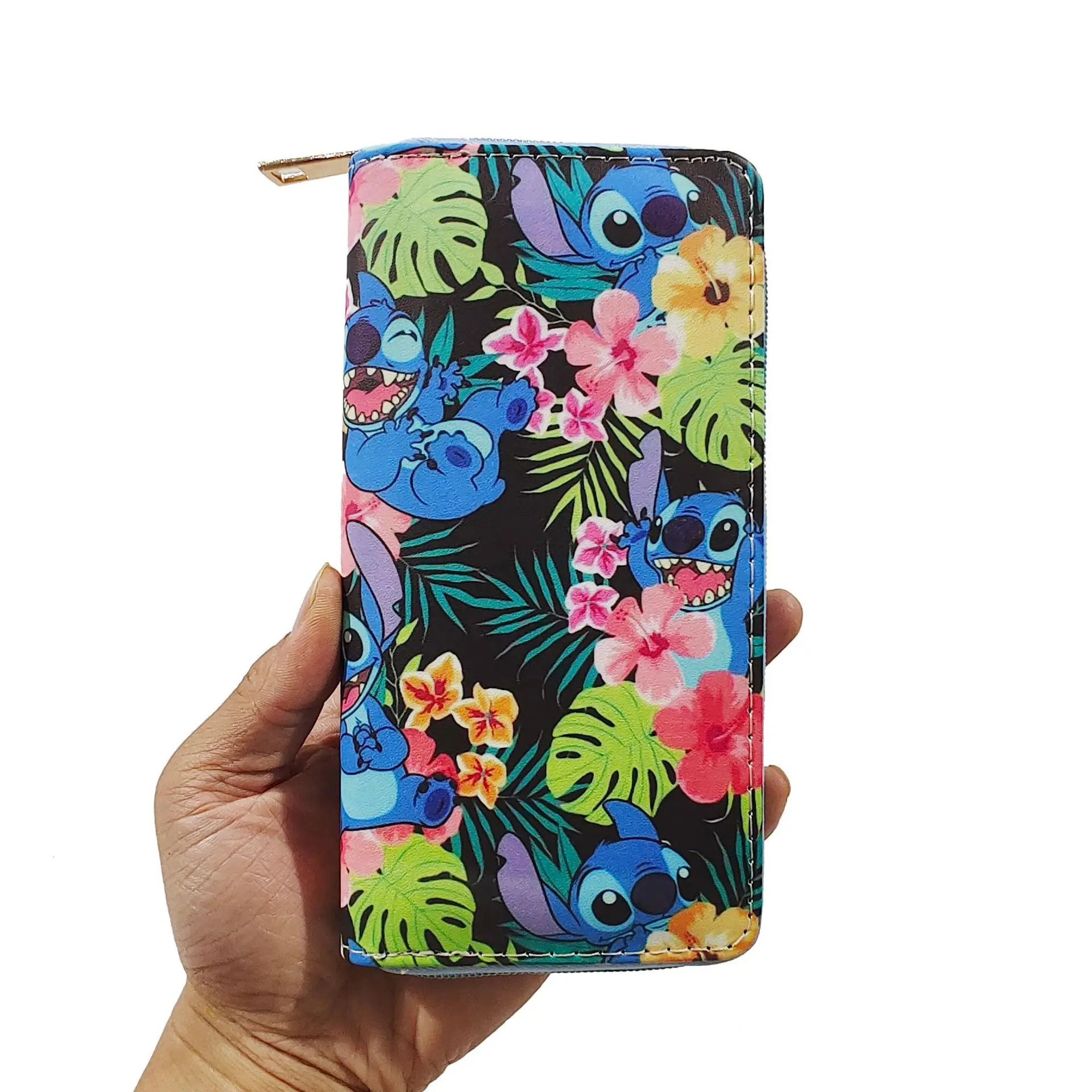 Disney cartoon cute Stitch wallet lady zipper tassel key coin purse student wallet card holder Coin Purses