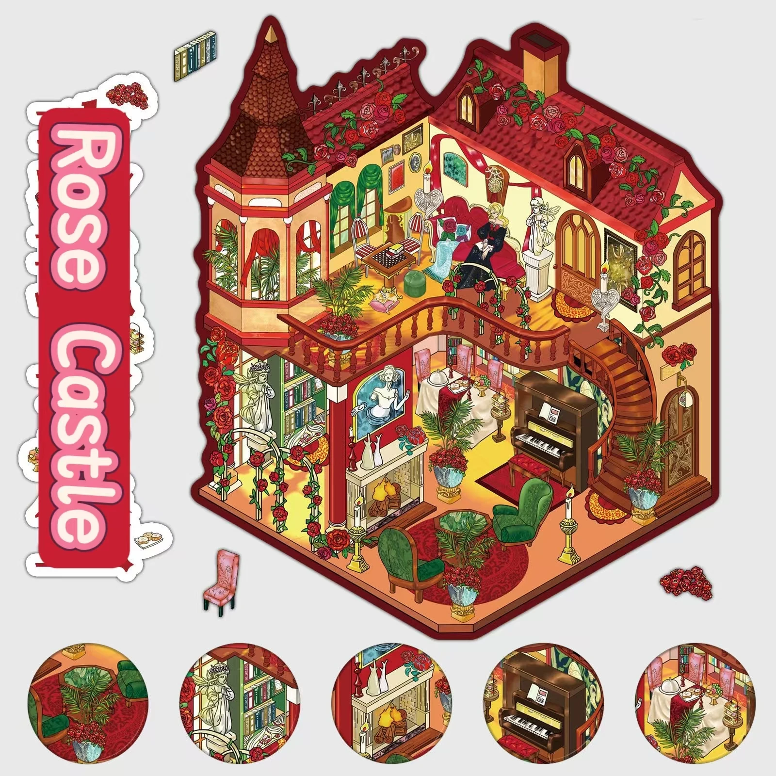 3D Scenery Stickers PET Little House Scene Miniature World Cartoon Fun Stress-Relief DIY Decorative Stickers
