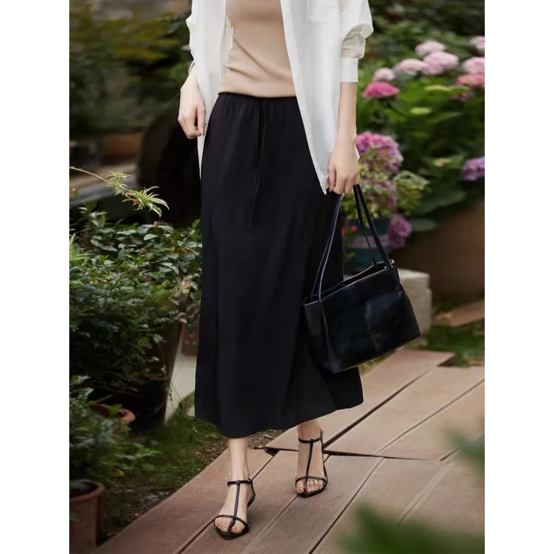 @ Xhange Selection Sun Protection Cool Quick-Drying Elastic Waist Skirt Cool Black Dress Qze 793152 ml