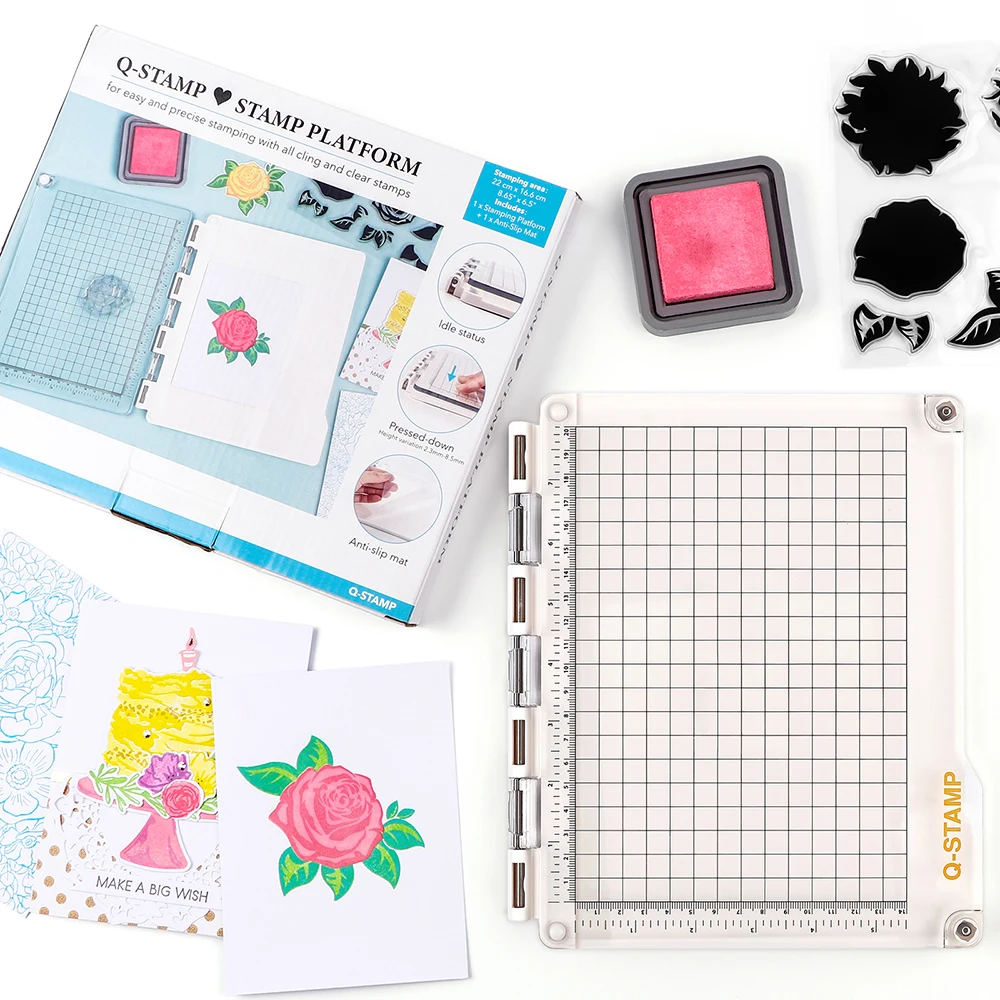 

Precise Stamping Platform with Anti-Slip Mat Clear Gridded Stamp Plate for Cling Stamps Clear Stamps Positioning Tool DIY Craft
