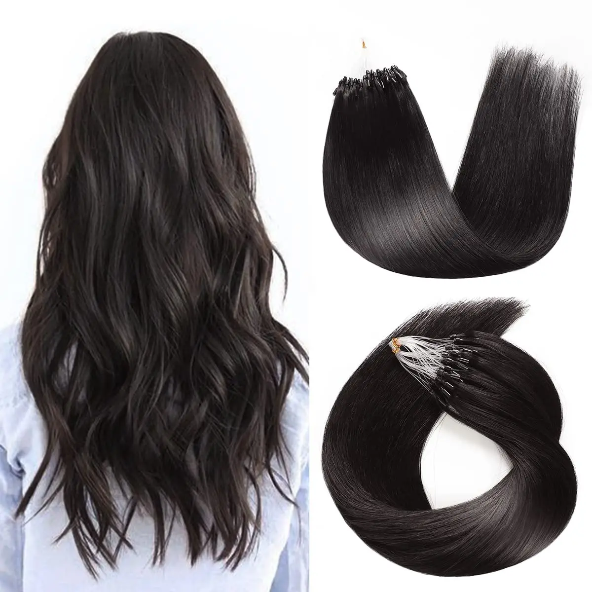 

Microlink Hair Extensions Human Hair Off Black Micro Loop Hair Extensions Real Human Hair Straight Micro Links Hair Extensions