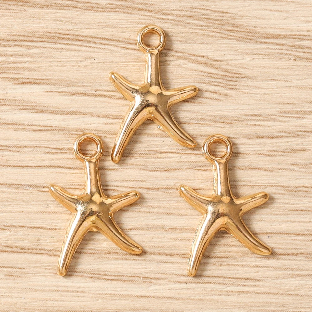 Tusember 10 Stück Anhänger aus Legierung in Goldfarbe mit Seestern-, Hummer- und Muschelmotiven für die Schmuckherstellung, Ohrringe, Halsketten, DIY-Zubehör – Detail 8