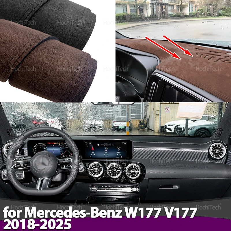 Car-styling Suede Leather Black Dashmat Dashboard Cover Pad Dash Mat Carpet for Mercedes-Benz A Class W177 V177 180 2018-2025