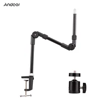 Andoer ST-01 soporte de Metal Flexible plegable soporte de montaje de escritorio adaptador de cabezal de bola para luz de relleno anillo de luz LED cámara Smartphone