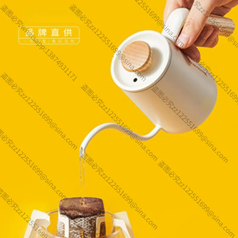 Suitable for Long Mouth Hand Brew Coffee Pot 304 Stainless Steel 300ml Fine Mouth Filter Coffee Pot with Lid Airflow