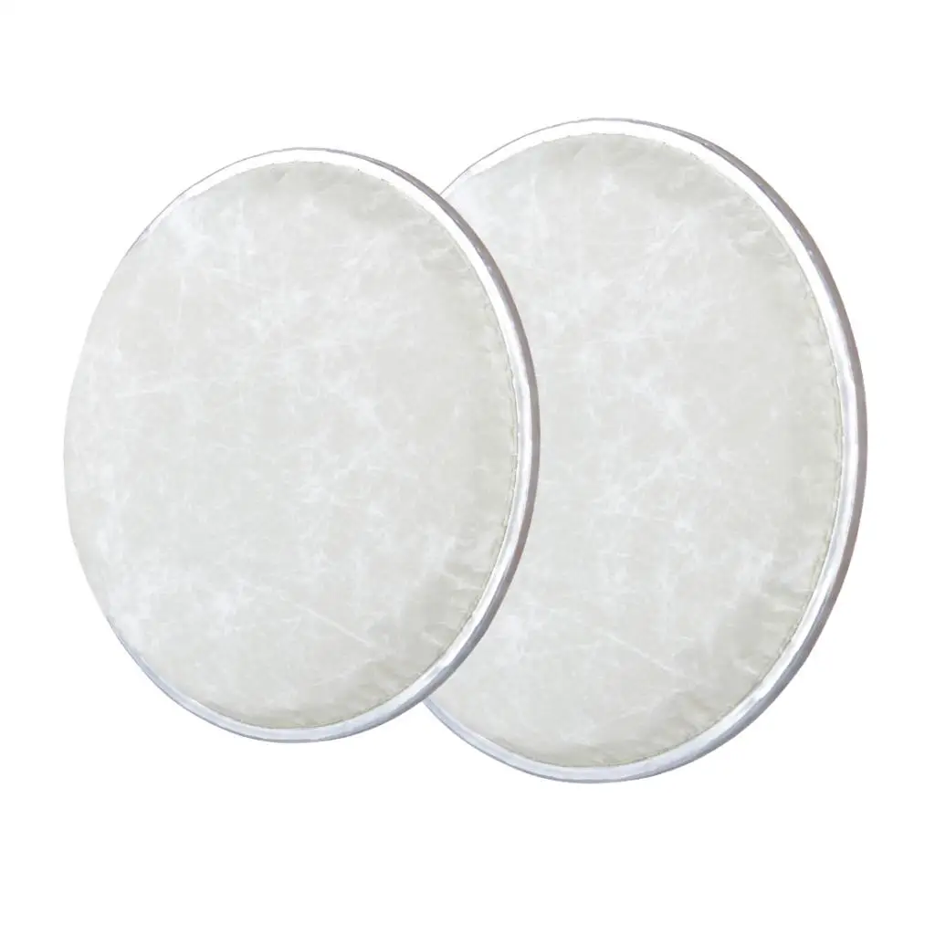 2 Pack of 8 Inch And 10 Inch Beige Drum Head Skin, Synthetic Leather