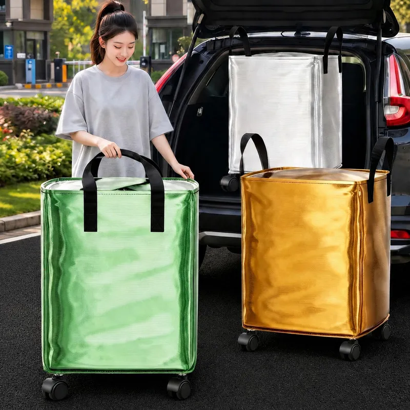 Thickened Moving Packing Bag with Wheels Large Capacity Clothes Storage Bag Wear Resistant Moving Essential Organizer Bag