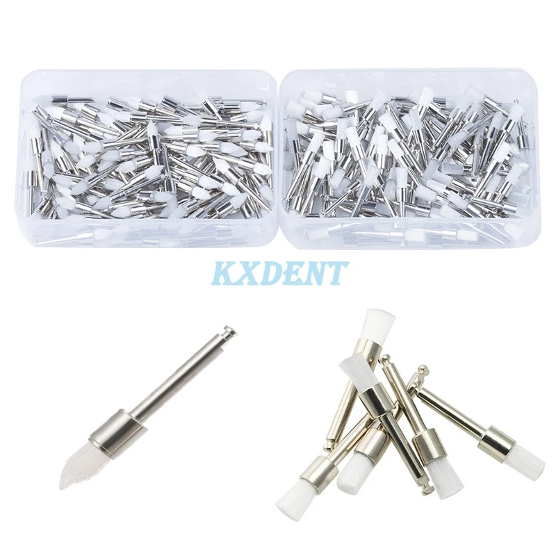 

100pcs/box Dental Nylon Prophy Brush Flat/Pointed Latch Style Teeth Polishing Brushes for Contra-Angle Handpiece Disposable Tool