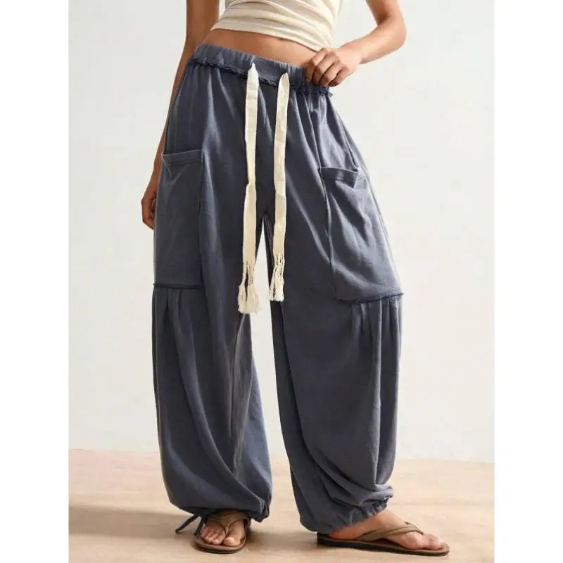 

W 32688 Casual Vaion Color Knitted Loose Men's orts Retro Sle Ciwalk Nine-Piece Pants Elastic Micro Elastic