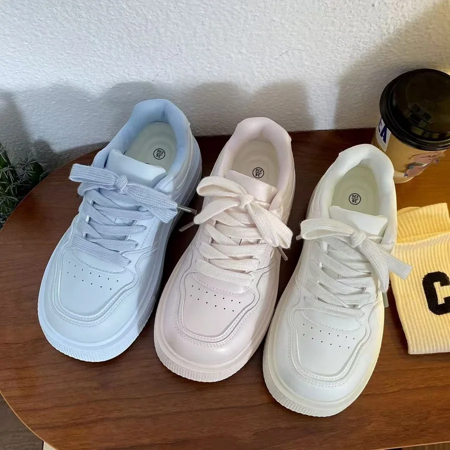 Niedliche Katzenpfoten-Absatz-Print-Plateau-Skate-Sneaker für Damen, blaue Kunstleder-Schnürschuhe, lässige, einfarbige Board-Schuhe für Teenager. – Detail 3