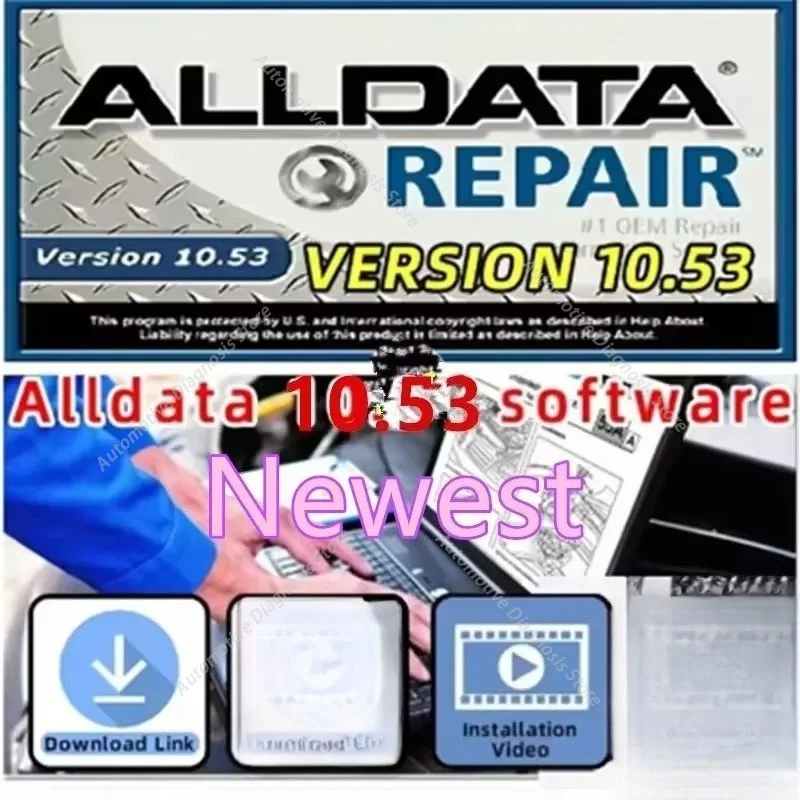 New Auto repair software Alldata 10.53 + Autodata 3.45 + ATSG 2017 Automotive Maintenance Software auto car diagnostic install