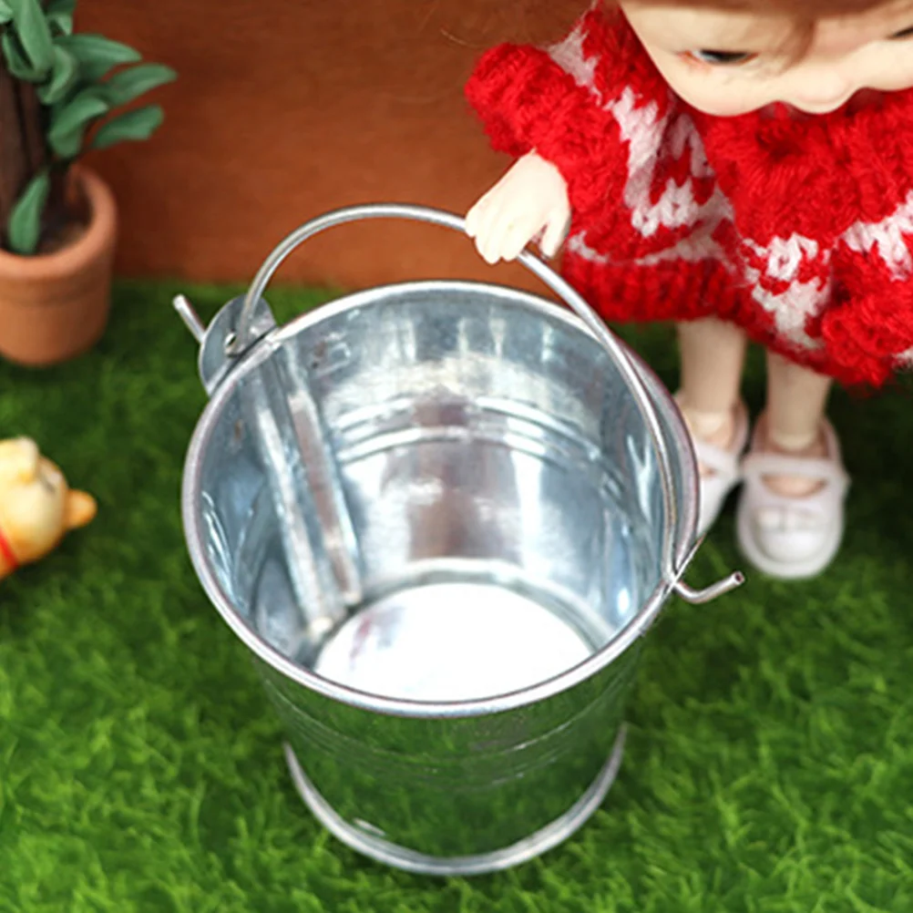 Miniature Gardening Accessory House Tin Bucket Ice Barrel Large Fridge Organizer Toy