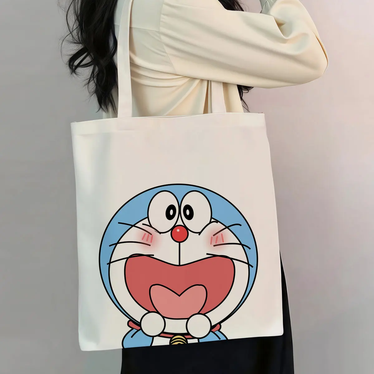 موضة الكرتون عبقور أنيمي مطبوعة المرأة قماش حقيبة كتف قابلة لإعادة الاستخدام حقيبة يد قابلة للطي حقيبة تسوق صديقة للبيئة حقيبة محمولة هدية