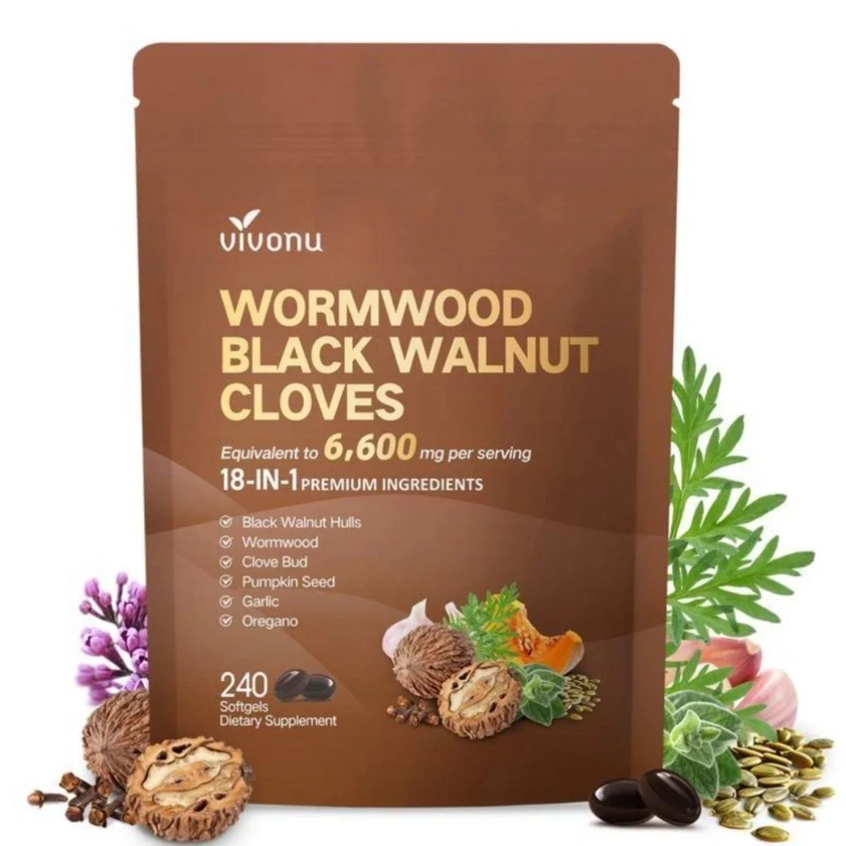 Wormwood Black Walnut Cloves, Boost Metabolism & Energy
