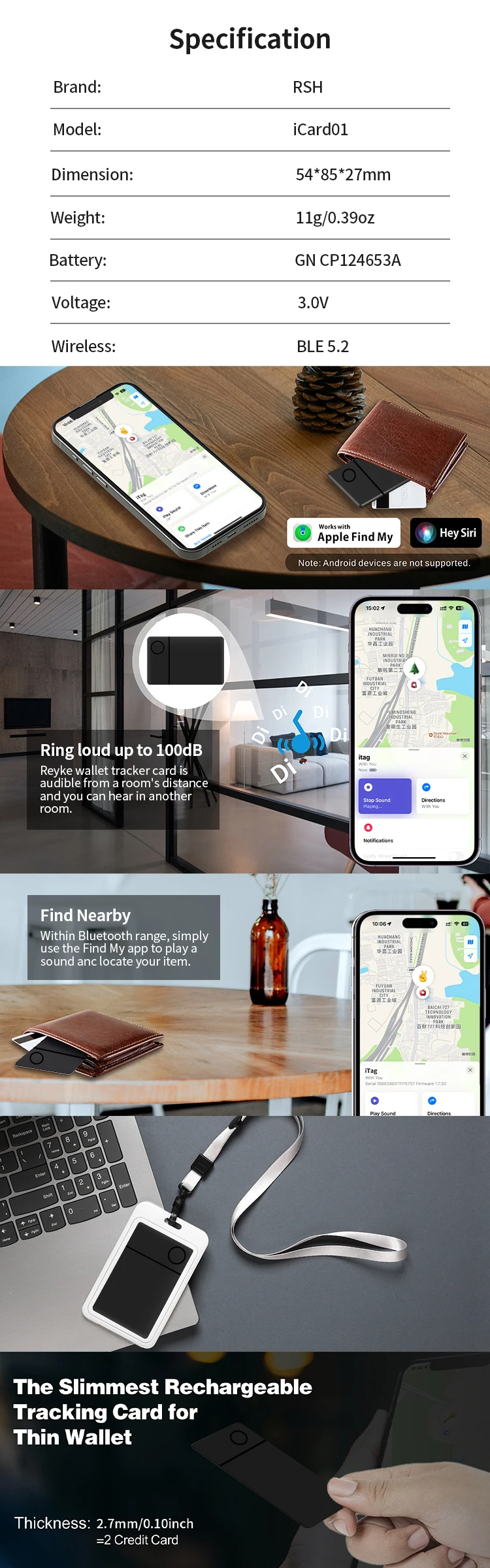 Intelligenter Tag-Tracker Airtag für Apple Find My App, Bluetooth-Tracker, Anti-Verlust-Gegenstandsortungsgerät für Taschen, Schlüssel, Gepäck, Koffer, Schlüsselfinder – Detail 2