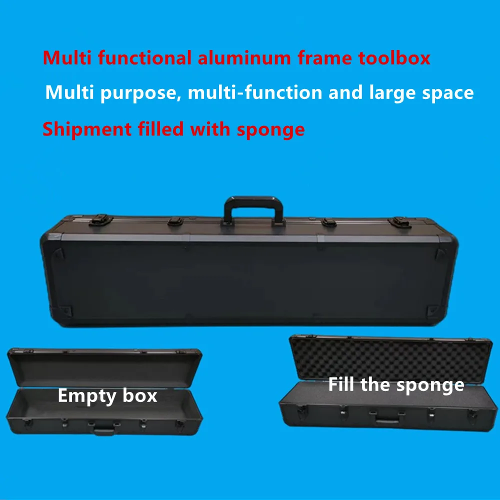 1,2m Aluminum Alloy Frame Suitcase Travel Storage Box Photographic Equipment Gun Case Lock Toolbox Waterproof Cutting Sponge Bag