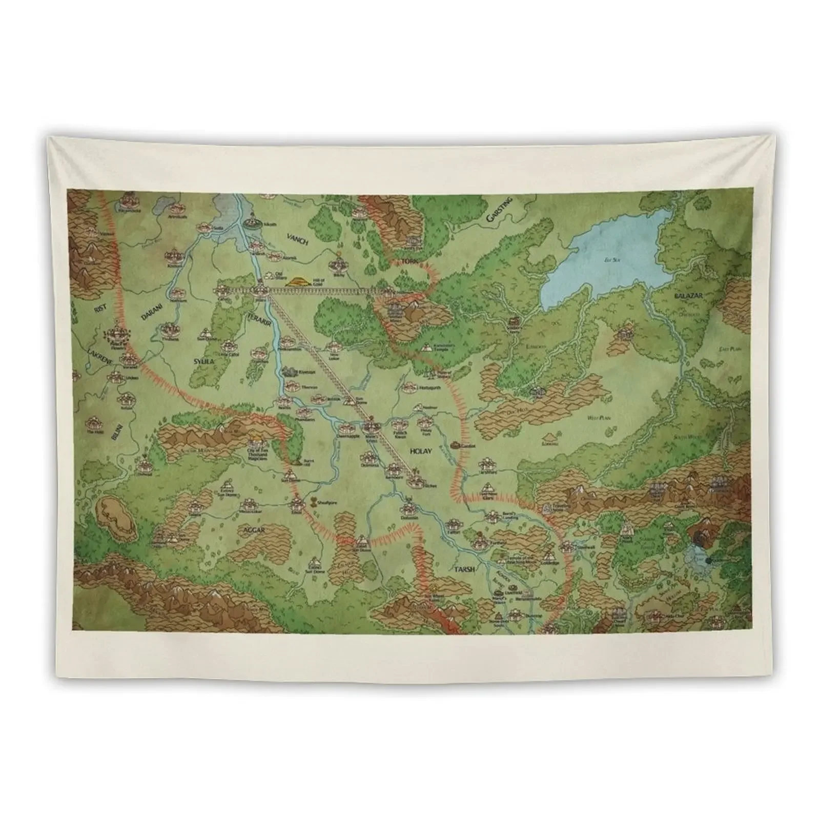 Southern Peloria Map by Darya Makarava Tapestry Bedroom Deco Art Mural Tapestry