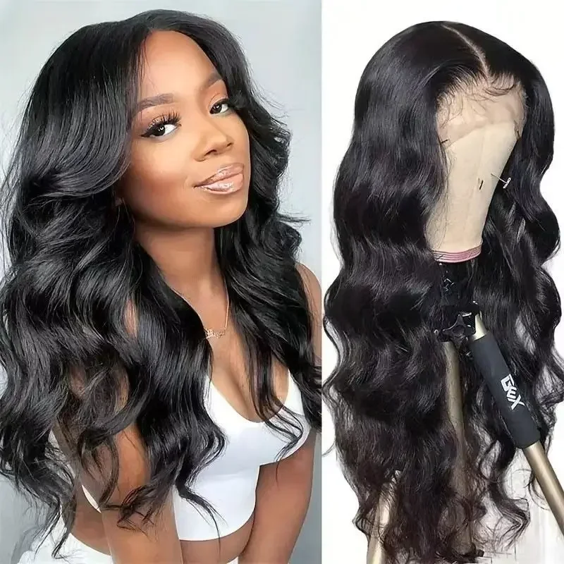 Highlight  Body Wave Lace Front Wig,  Transparent Lace Human Hair Wig, Brown with Honey Blonde Highlights for Women