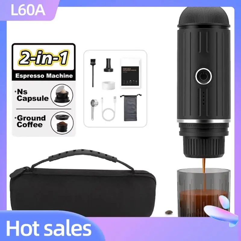

L60A 2 In 1 Capsule Powder Travel Coffee Maker Electric Espresso Coffee Machine For Car & Home Camping Coffee Maker