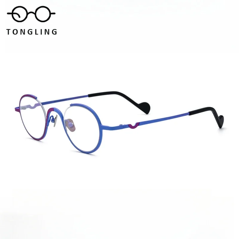 2026 New color matching pure titanium glasses frame fashion flat light mirror square abnormity retro prescription glasses frame
