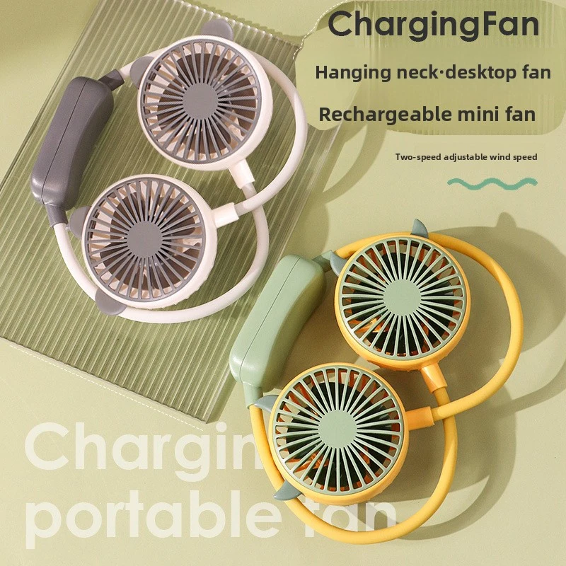 

Cute Pet High Appearance Neck Hanging Fan, 2 Gears USB Rechargeable Mini Desktop Fan, Summer Gift Wholesale Cooling Fan Recharge