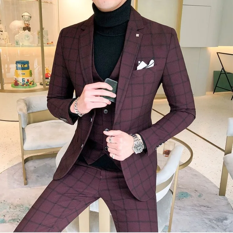 Men's Suit suit Korean Slim-fit Best Man and Groom Wedding Dress Fashionable Handsome Business Casual Suit Formal Suit