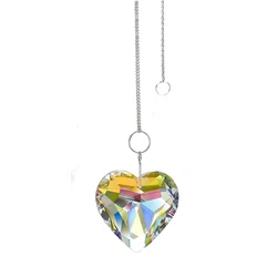 45mm AB Crystal Heart Suncatcher Prism Pendant Crafts for Home Office Garden Decoration Rainbow Maker Hanging Window Pendant