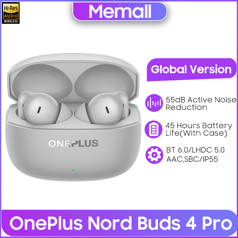  OnePlus Nord Buds 4 Pro TWS Wireless Earphone Global Version Hi-Res Audio 55dB Active Noise Cancellig Bluetooth 6.0