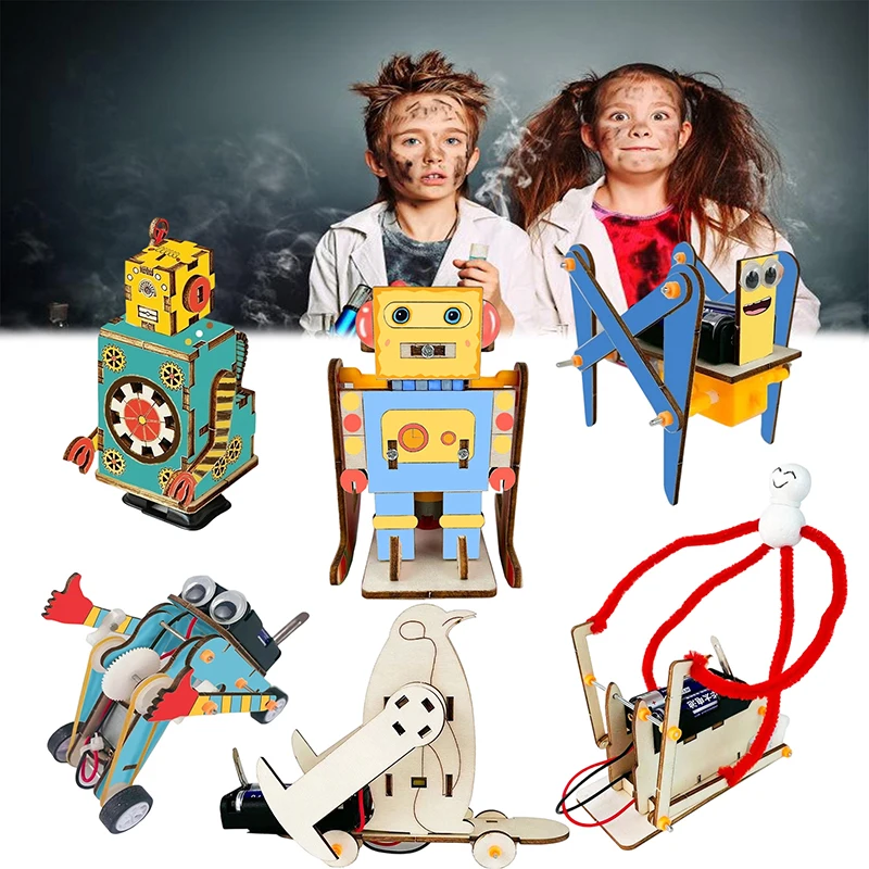 

3D Puzzles Robot Building Engineering Model Set Creative DIY Wooden Model Toy Kid Physical Science Experiment STEM Experiment