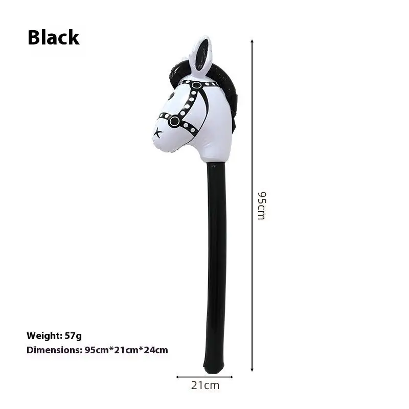 1 Stuks Opblaasbare Paardenkop Ballon Opblaasbare Pony Stick Speelgoed Halloween Feestartikelen Opblaasbare Stick Kinderspeelgoed