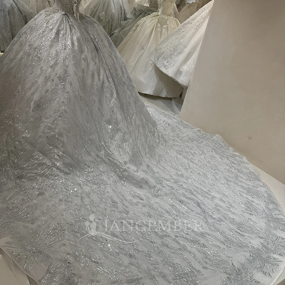 ヴィンテージウェディングドレス スパンコール ブライダルボールガウン Oネック 半袖 カスタマイズされたプリンセス花嫁ドレス Vestidos De Novia