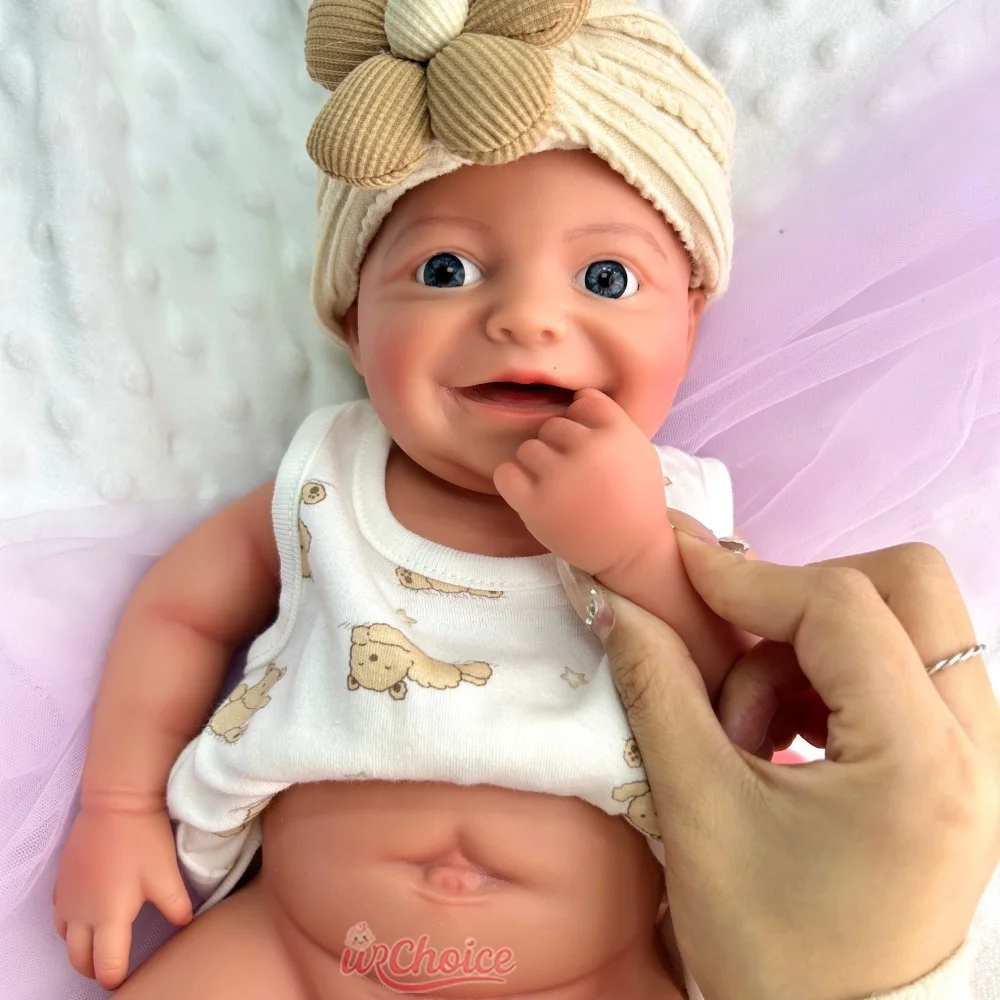 42cm Realistic Appearance Silicone Reborn Baby Girl Open Blue Eyes 3D Skin Weighted Newborn Doll for Anxiety Relief Gift