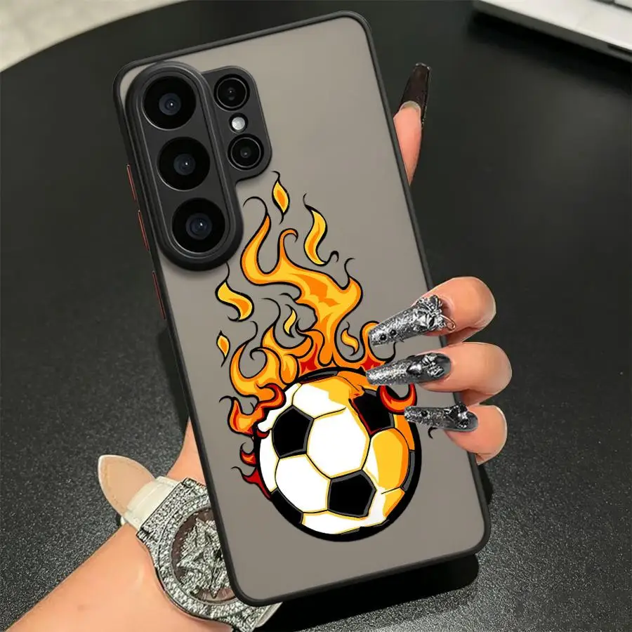 Flaming Soccer Funda Back Phone Cover Case for Samsung Galaxy S26 S21 S22 S23 FE S25 Ultra Note 20 Ultra 10+ S24 Plus S20 FE