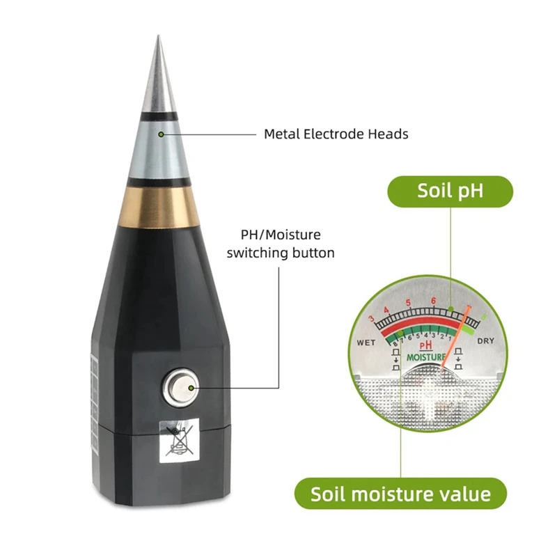 ดิน PH Meter เครื่องวัดความชื้นกันน้ําเครื่องทดสอบความชื้นในดินสําหรับสวนกระถางผักเรือนกระจกปลูกเครื่องตรวจจับ