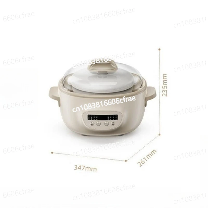 

2.5L Slow Cooker Baby Supplement Machine 220V Mini Bird's Nest Stew Pot White Porcelain Waterproof Stew Pot