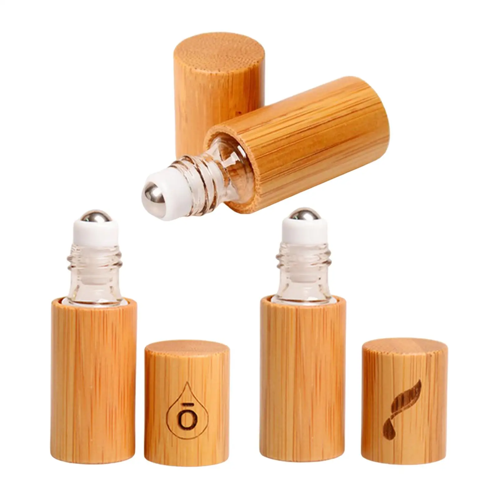 5ml Bamboo Empty Essential Oil Roller Bottles ,Clear Glass Inner Convenient