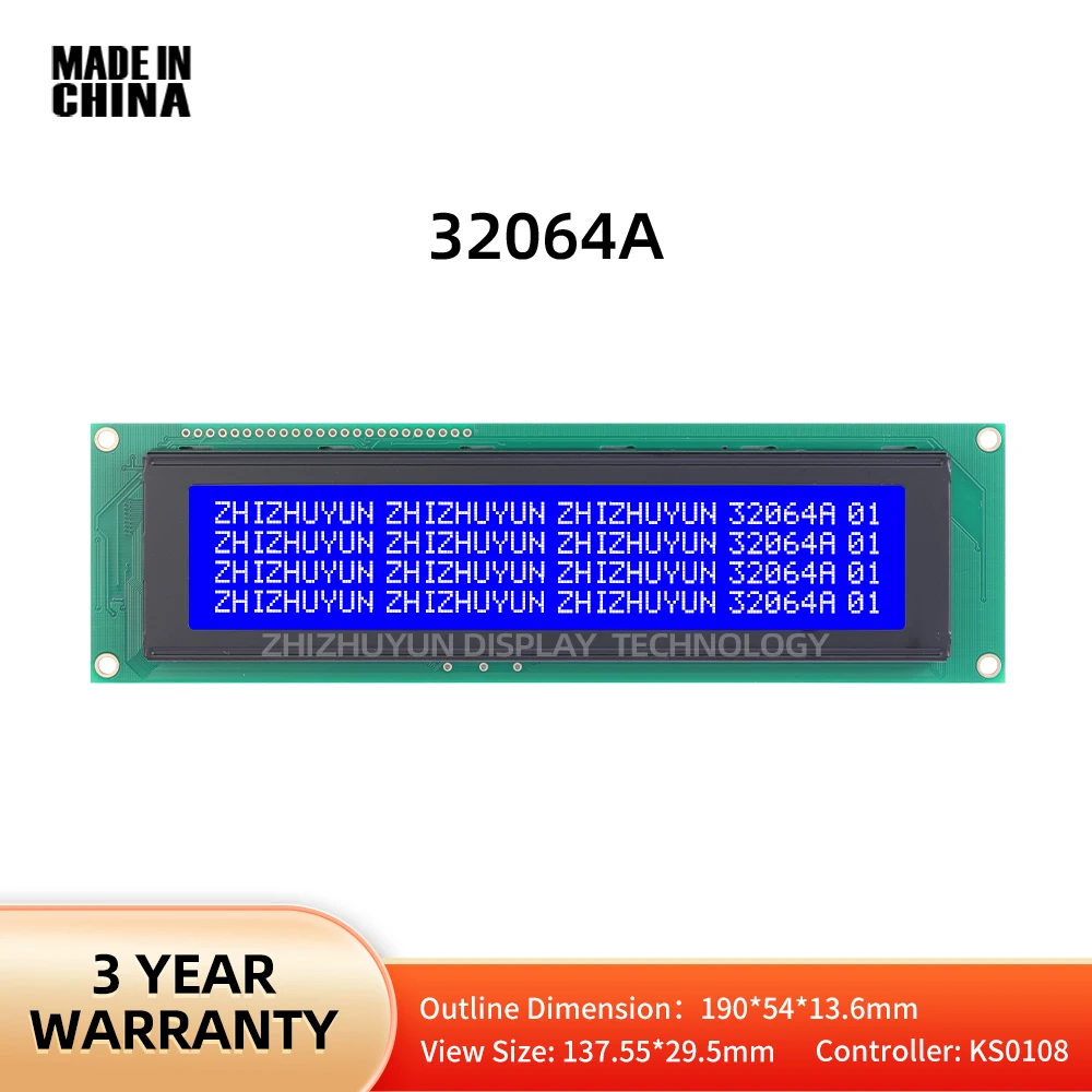 Compressor de ar Atlas com tela LCD, substituto completo, filme azul, garantia de qualidade, controlador KS0108, LCD32064A, Tm32064Ad, P-1