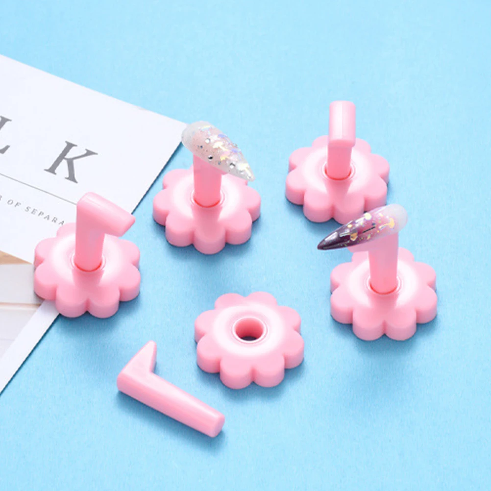 

10pcs False Nail Holder Manicure Practice Stand PVC Tool Pink Compact Design Easy Assemble Disassemble Nail Professional