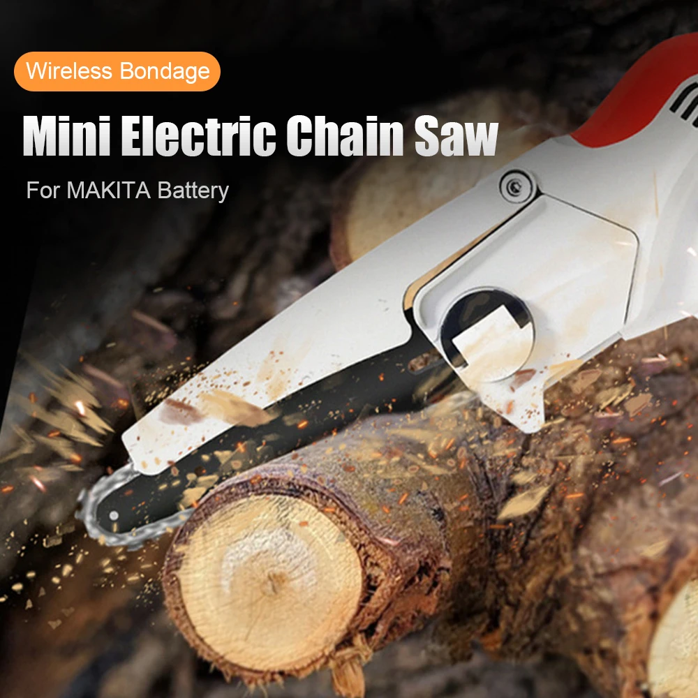 6 Inch Woodworking Electric Chainsaw Rechargeable,Portable Electric Pruning-Saw,Garden Power Tools for Makita 18V Battery