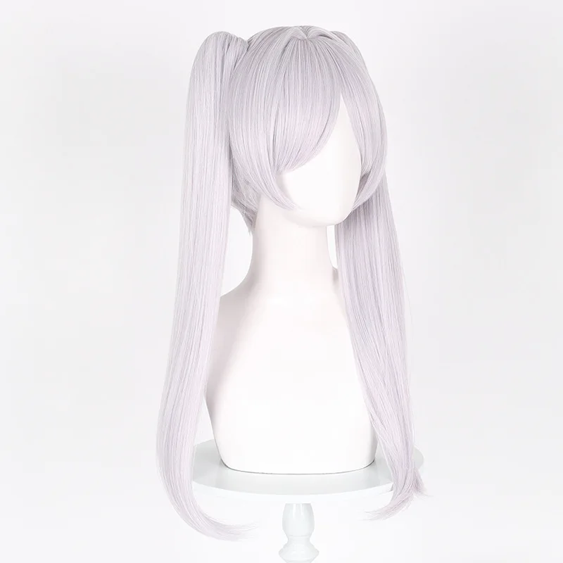 Anime Sousou No Frieren Cosplay Perücke Silber Weiß Lange 65CM Perücke Frieren Bei der Beerdigung Himmel Blau Beständig Synthetische Haarteil