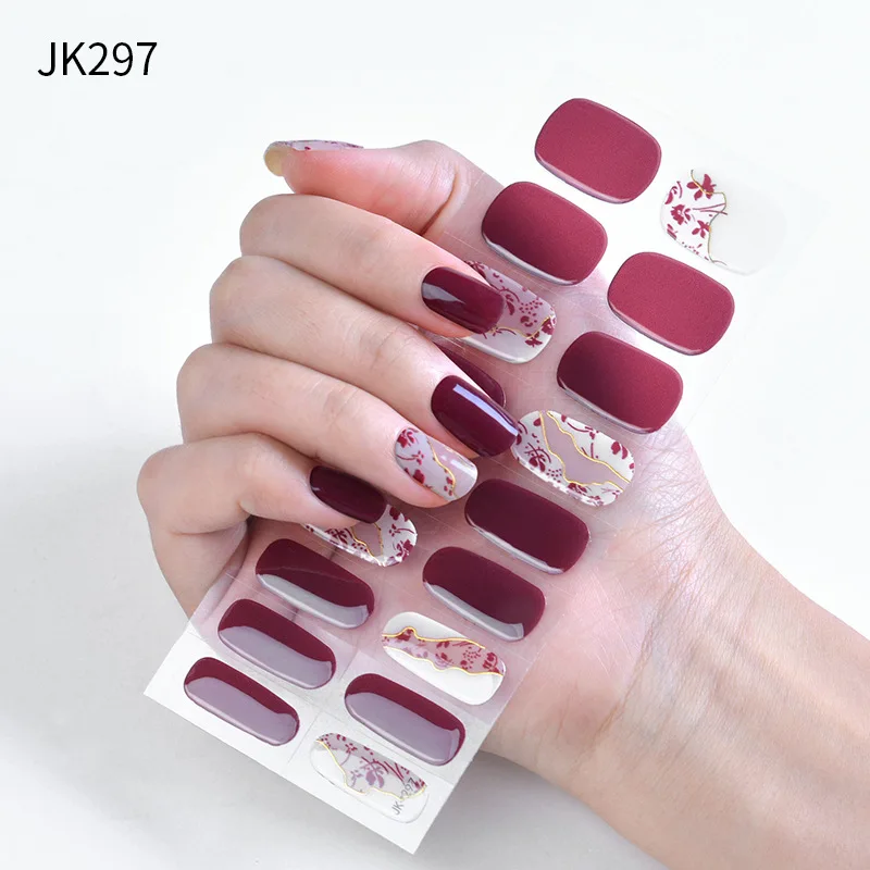 18 Tips New Year 'S Semi-Cured Gel Nail Sticker Waterdichte Duurzame Uv Nail Sticker Verwijderbare Volledige Cover Nagel Stickers