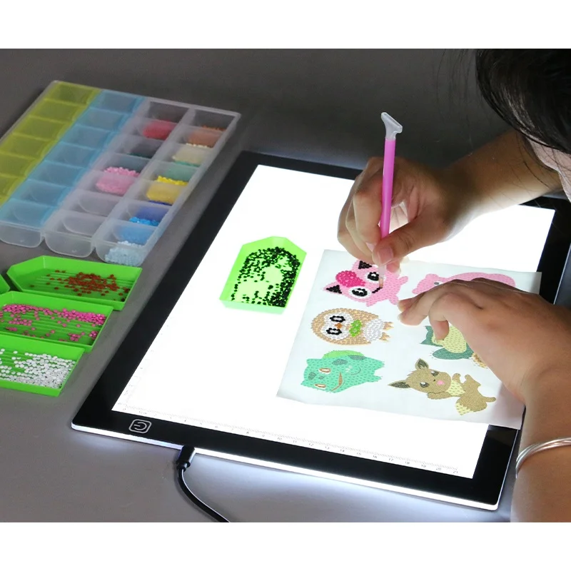 

LED Light Box A4 Ultra-Thin USB Powered Adjustable Light Pad for Tracing 5D Diamond Art Painting,USB Powered