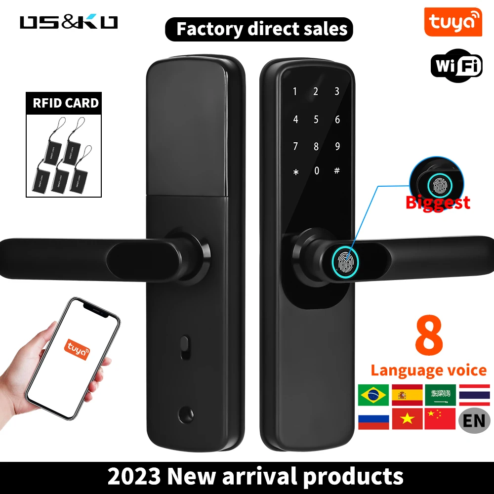 

2023 New Products Digital electronic lock Hight Quality smart door lock house Tuya Wifi Intelligent door lock Fingerprint locks