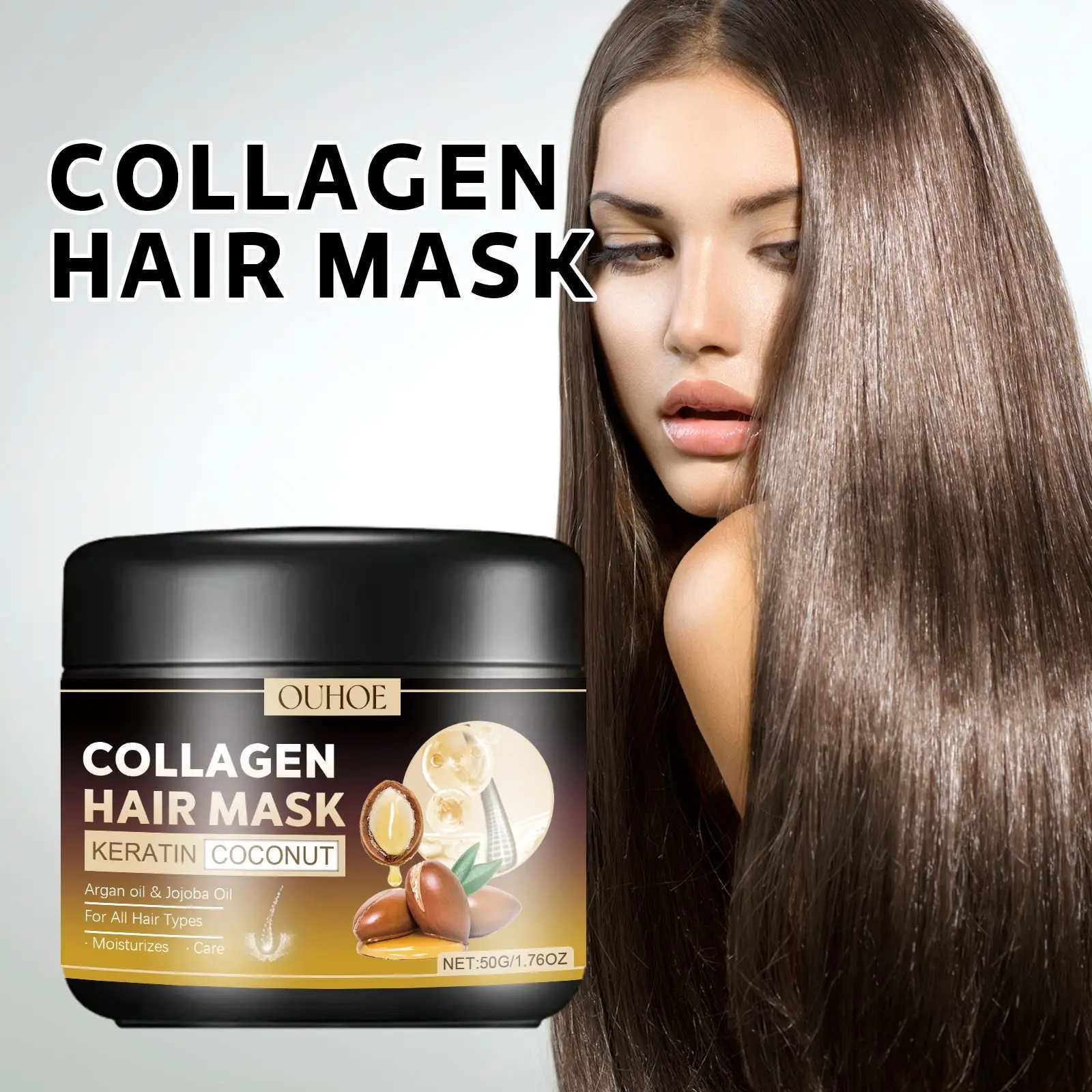 Collagen Hair Mask Repair Damage Dry Frizz Hair Keratin Treatment Soft Smoothing Shiny Deep Moisturizing Curly Hair Care Product